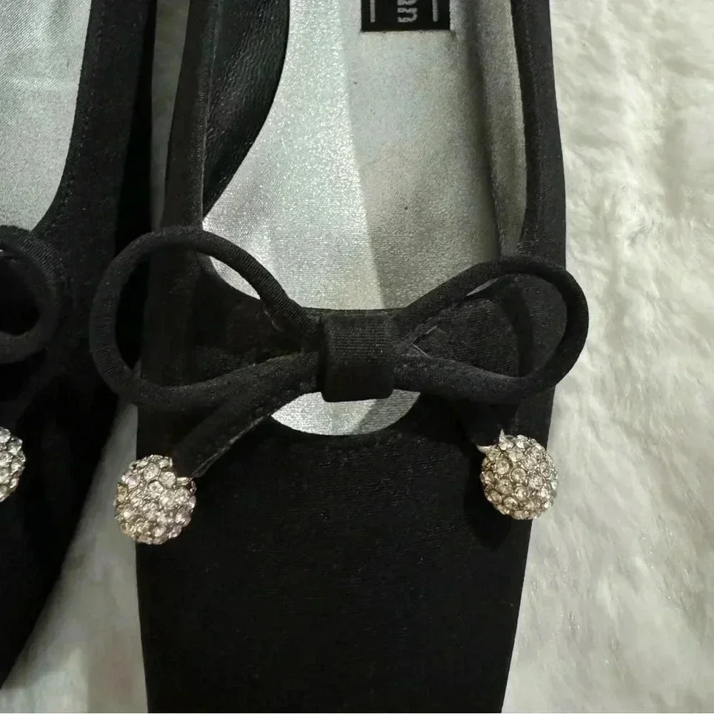 Stuart Weitzman Vintage Bow Rhinestone Heels 80’s 7 1/2 Holiday Sparkle Bridal - Picture 4 of 16